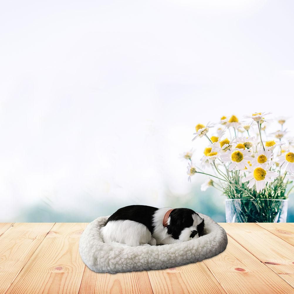 Realistic Sleeping dog Toy Breathing dog Stuffed Animal Doll with Mat Plush Toys for Children Home Ornament — image 6