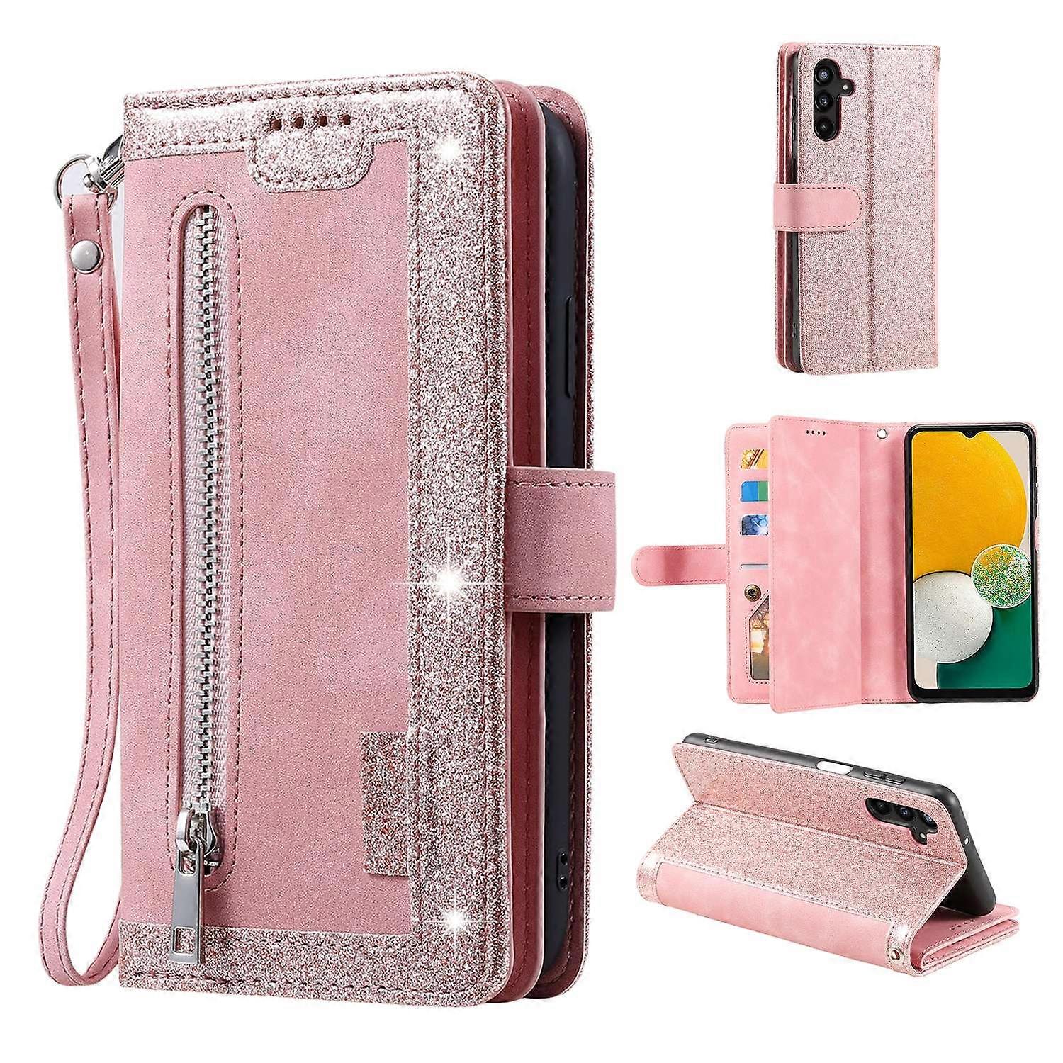 Compatible with Samsung Galaxy S25 Case PU Leather Phone Case with Zipper Wallet 9 Card Slots_yux
