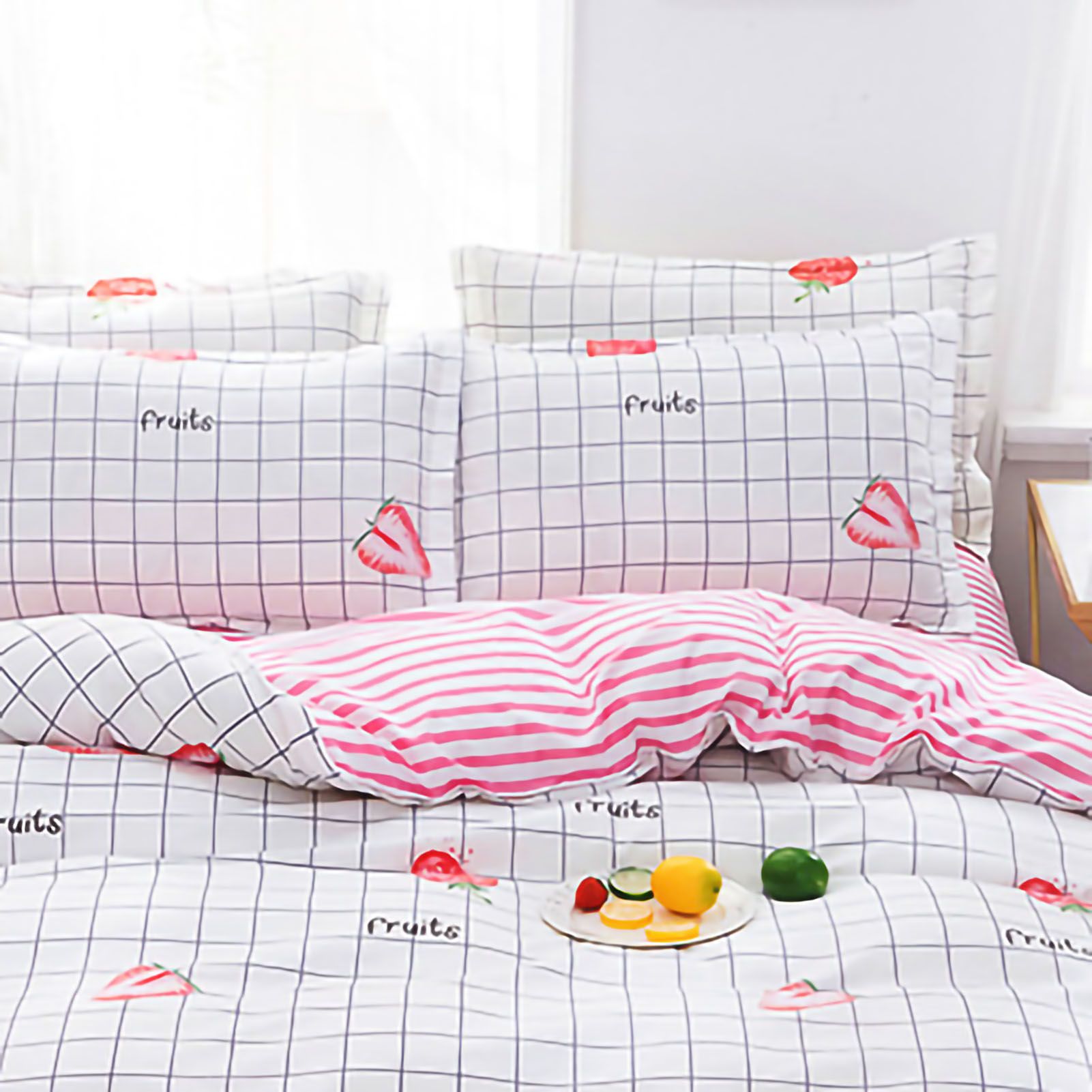 Skin Friendly Quilt Cover Thickened Polyester Soft Brushed Duvet Cover Quilt Bedding for Dormitory Bedroom Fruit 150 × 200cm — image 4