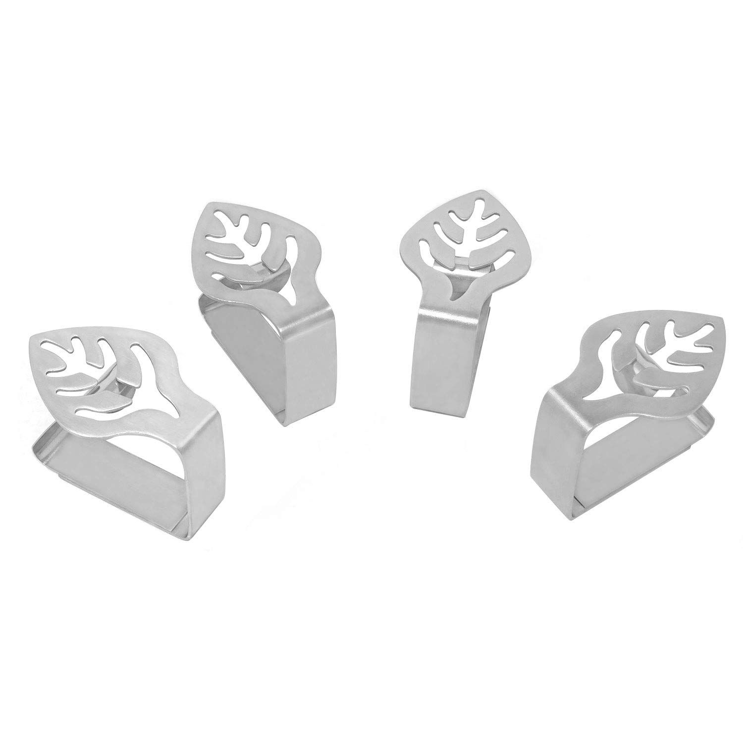 4PCS Stainless Steel Silver Thickened Strong Cloth Clip,Tablecloth Clamp Holder, Table Cover Clamps,Table Cloth Holders