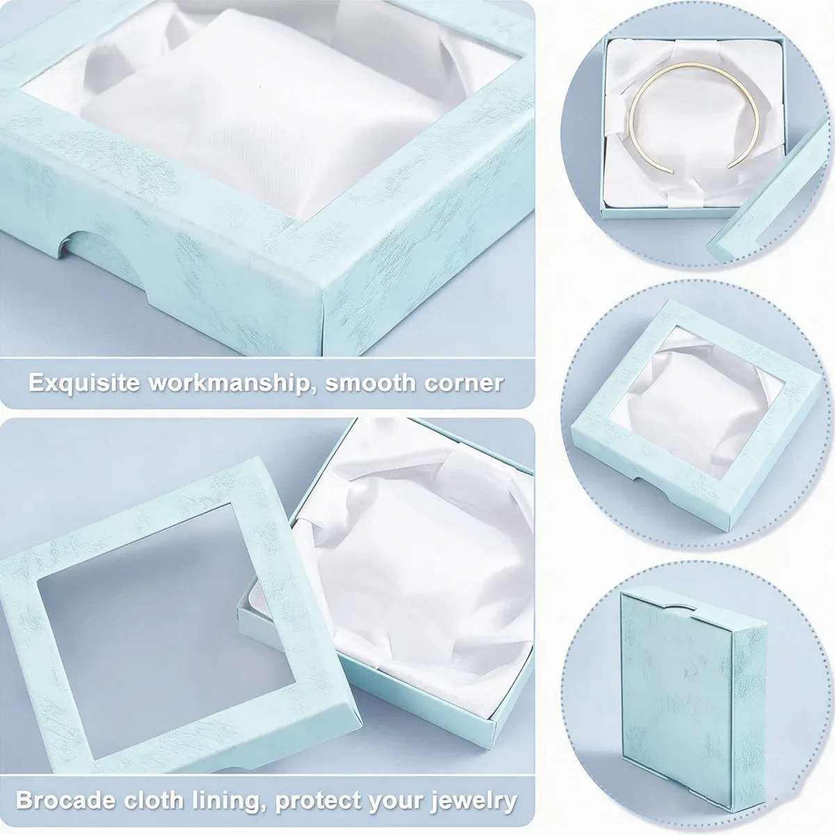 12Pcs Clear Window Jewelry Boxes Transparent Lid Display Case For Necklace Ring - Blue โ image 5