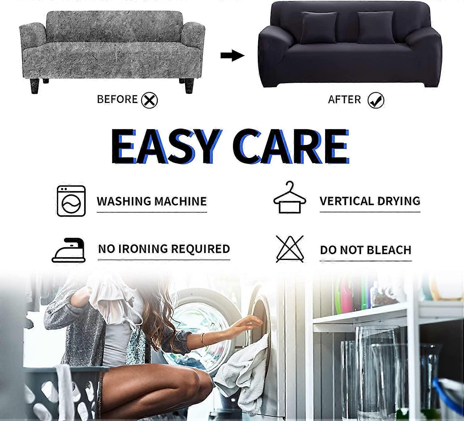 2 Seater Square Stretch Sofa Cover with Armrests and Cushion Covers โ image 5