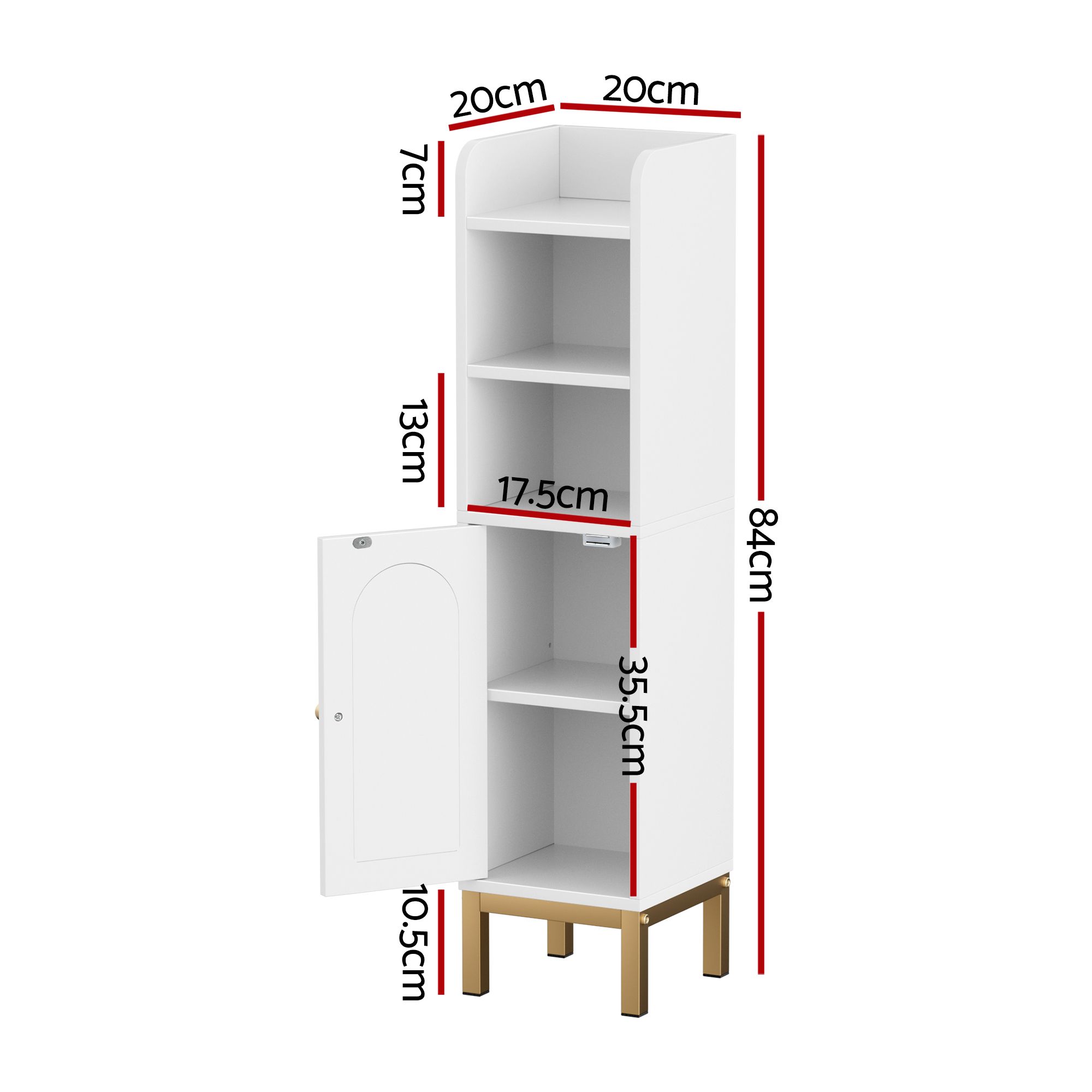 Artiss 2X Bathroom Storage Cabinet Floor Organizer Toilet Corner Adjustable Shelf with Door White — image 3