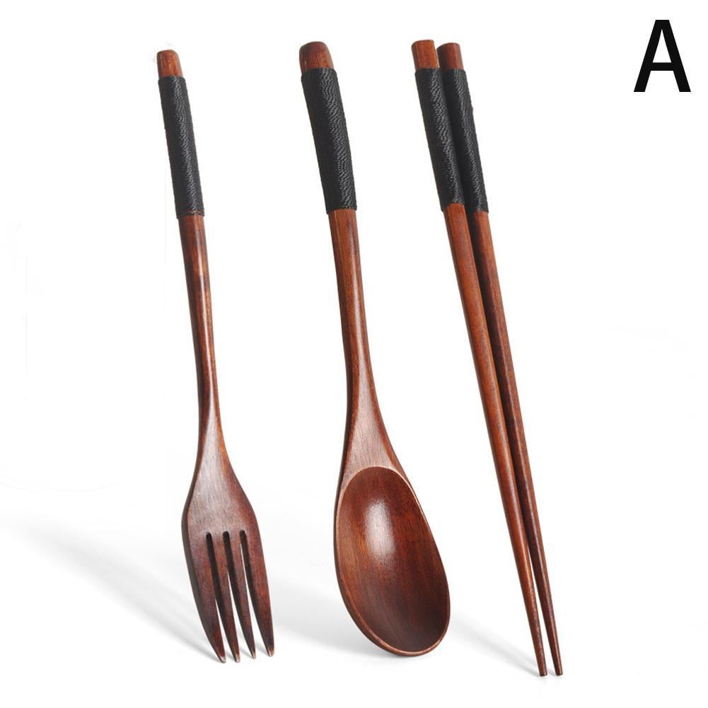 Japanese Natural Chopsticks Wooden Spoon Fork Cutlery Style Set BEST E2B9 — image 6