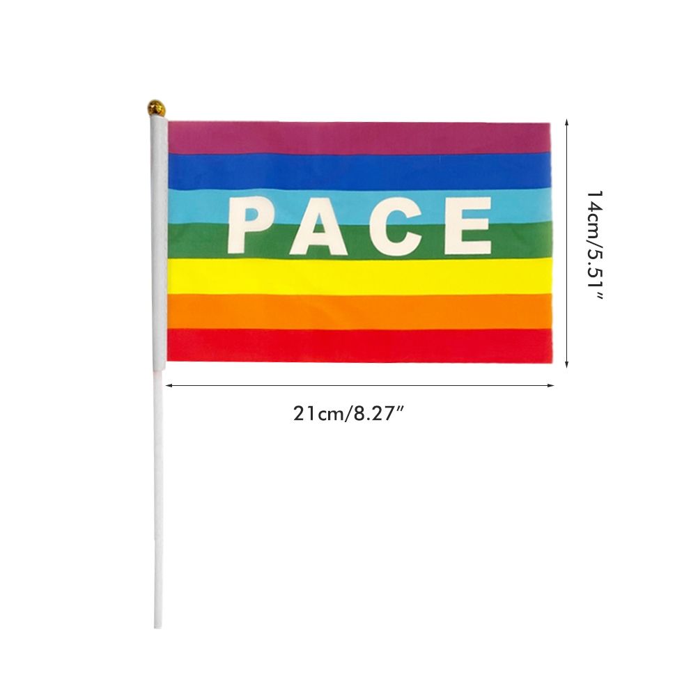 50/100Pcs Mini Peace Flag Rainbow Pacifist Flag Hand Held Polyester Peace Flag — image 3