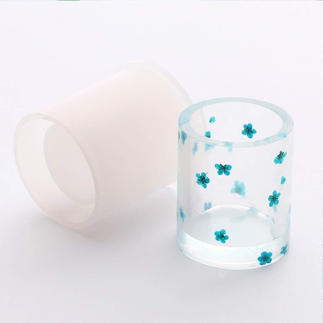 2 pcs Resin Molds Silicone Mold for Epoxy Resin DIY Cube and Cylinder Molds Can be Used to Make Flower Pot, Pen Holde — image 3