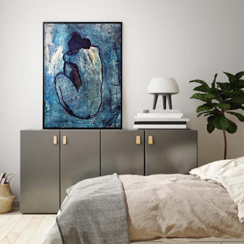 Wall Art 60cmx90cm Blue Nude by Pablo Picasso Black Frame Canvas โ image 2