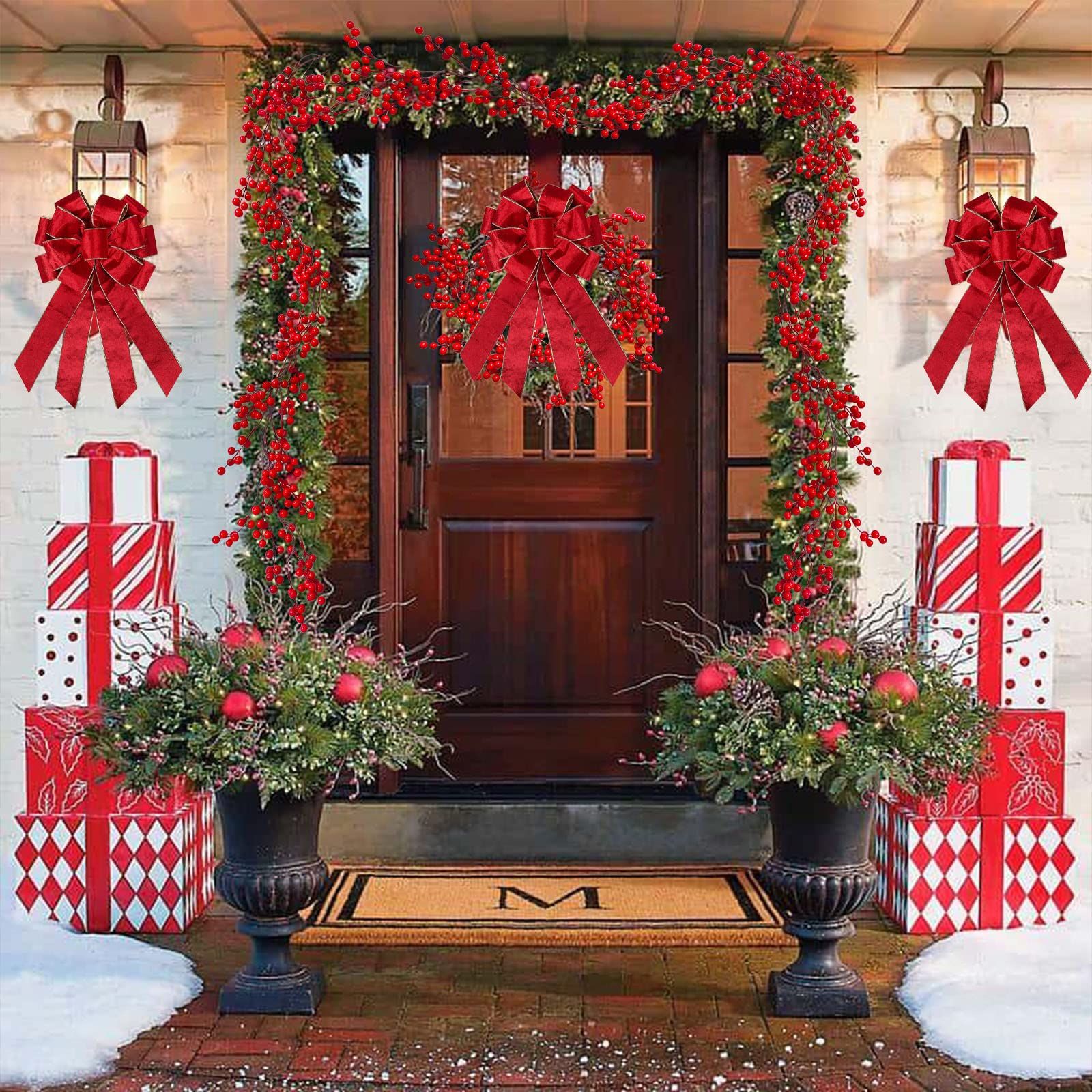 Red Berry Christmas Garland Decor for Home Berry Garland Decor for Indoor Outdoor Holiday Dinner Party Garden Decorations — image 2