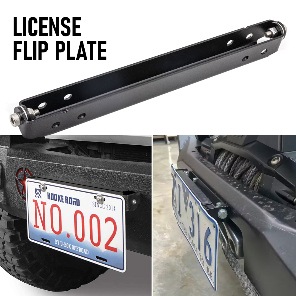 Flip-Up License Plate Frame Holder – 120° Rotation Stainless Steel Number Plate Bracket, Foldable Off-Road Winch Accessory, Rustproof-Black — image 3