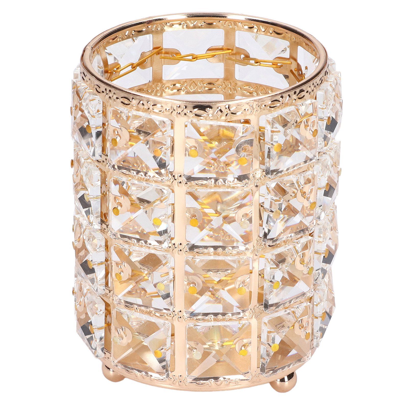 Crystal Makeup Brush Holder European Style Rounded Crystal Glass Cosmetic OrganizerGold โ image 4