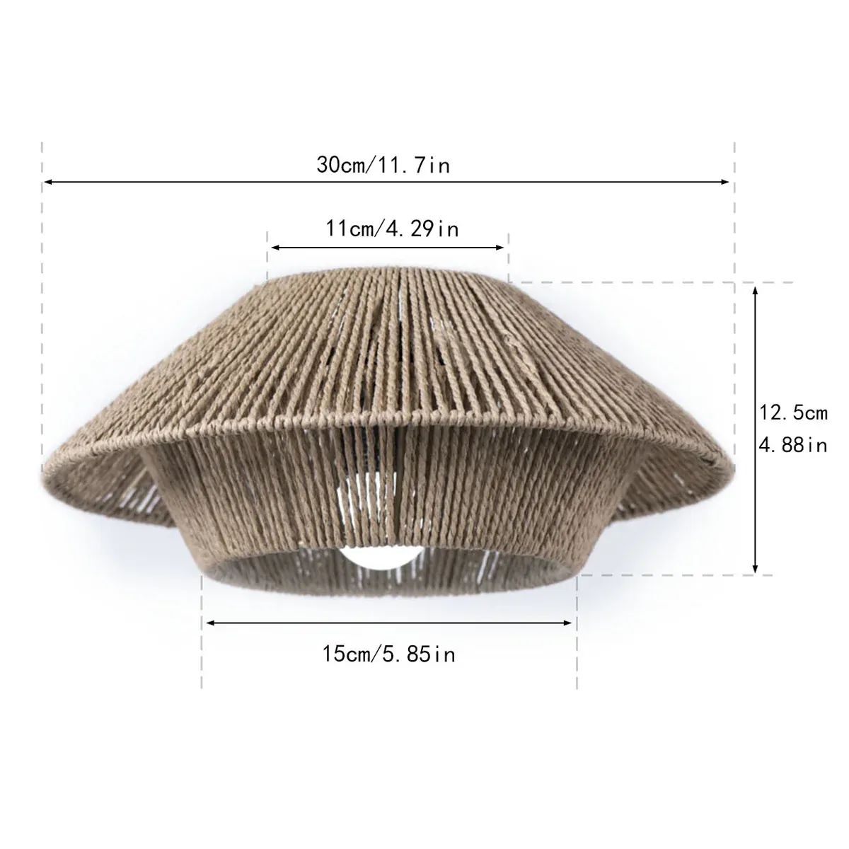 Hand Woven Paper Rope Pendant Lampshade Boho Rattan Style - Black — image 4
