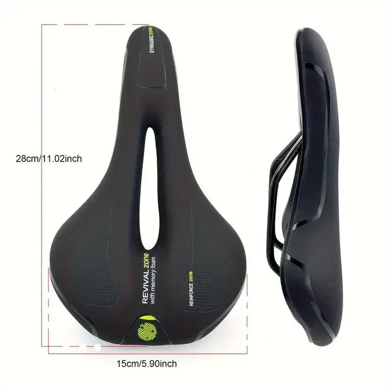 MTB Saddle Hollow Comfort Bicycle Seat Universal Cushion Soft Riding Saddle - Red — image 4