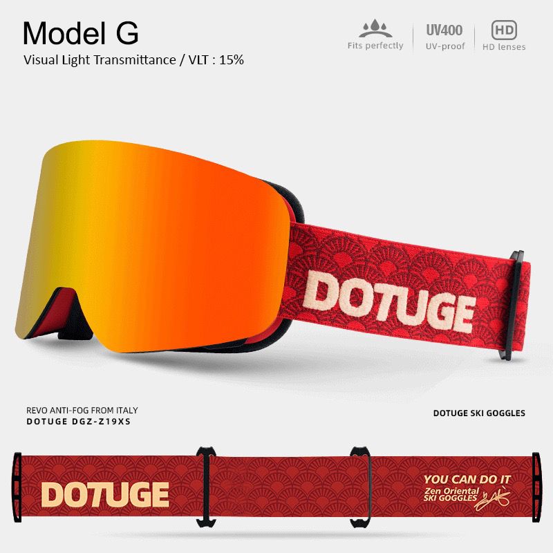 DOTUGE DGZ-Z19XS Series Ski Goggles with Magnetic Quick-Change Lens, Double-Layer Anti-Fog UV400 HD Coated Lenses, Compatible with Prescription Glasses, for