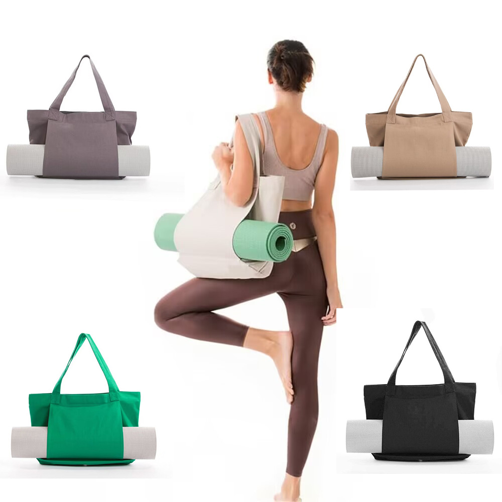Yoga Mat Tote Bag - Durable Canvas Shoulder Bag for Outdoor Workouts & Travel(Green) — image 2