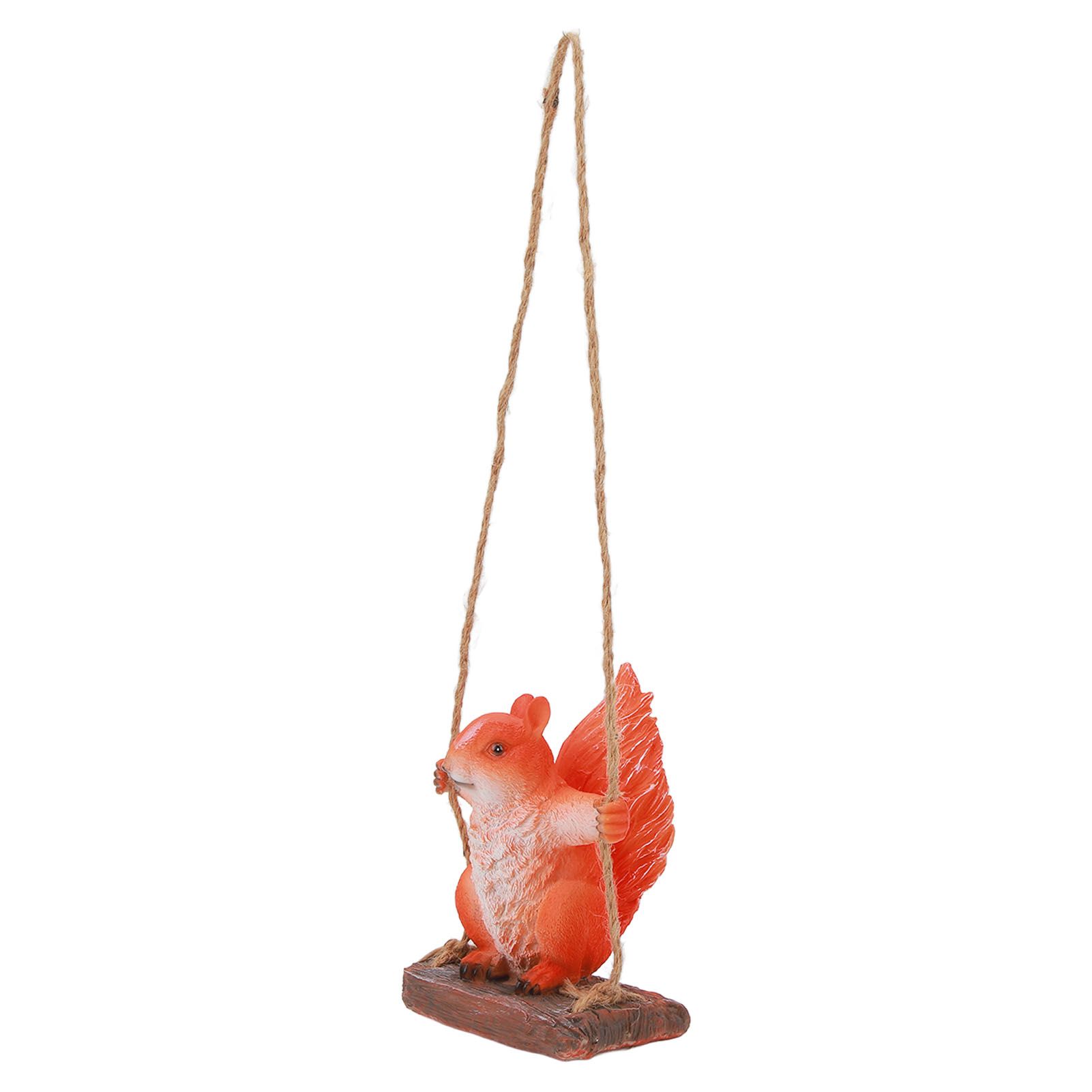 Hanging Squirrel Statues Garden Decor Cute Swing Squirrel Sculpture Outdoor Patio Ornament Animal Resin Figurine Red Brown โ image 2