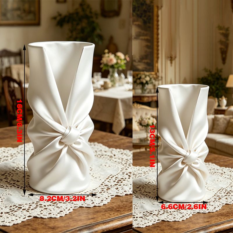 3D printed bow art vase, silk white โ image 3