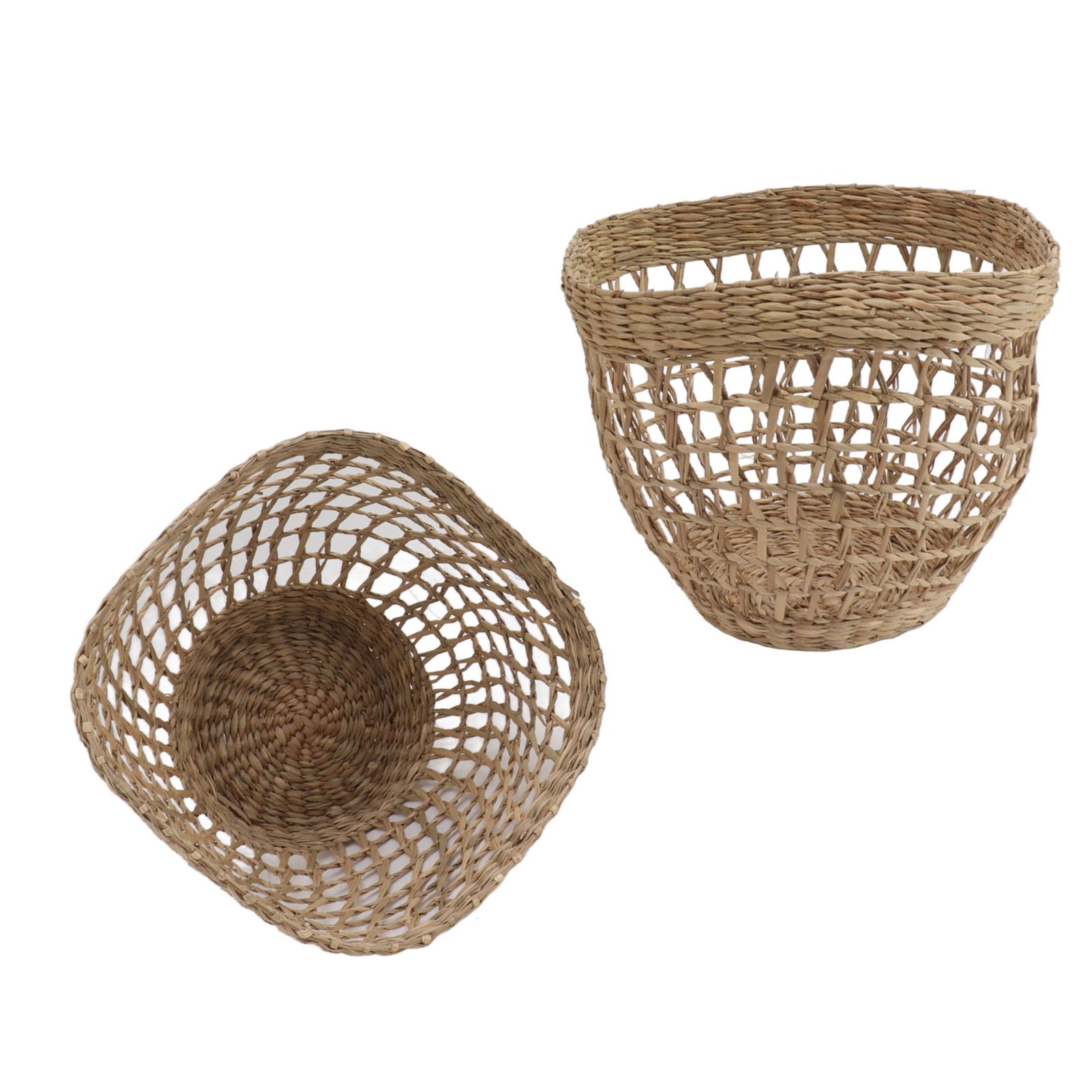 2PCS Woven Basket Handwoven Sea Grass Storage Basket for Flower Plant Farmhouse Home Decor — image 3