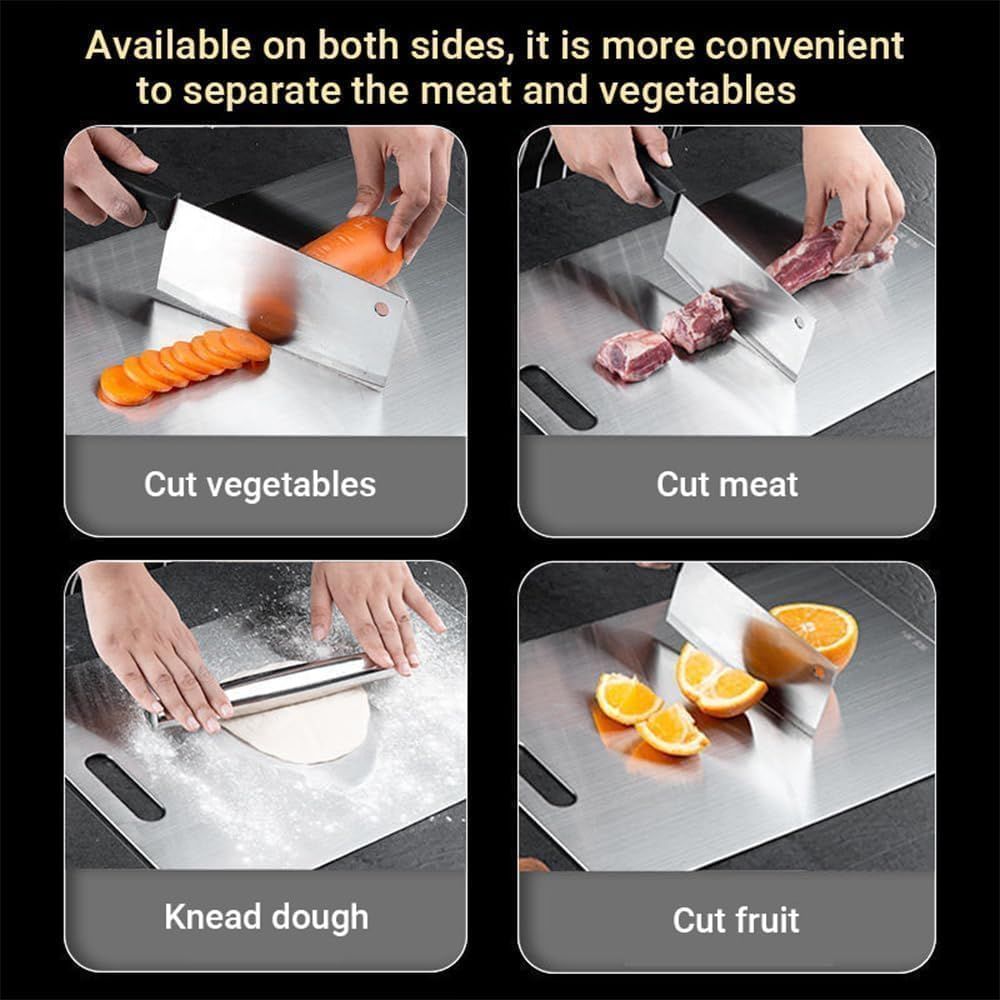 Cutting Board Double-Sided Stainless Steel Chopping Boards for Kitchen Camping 36x25cm โ image 3