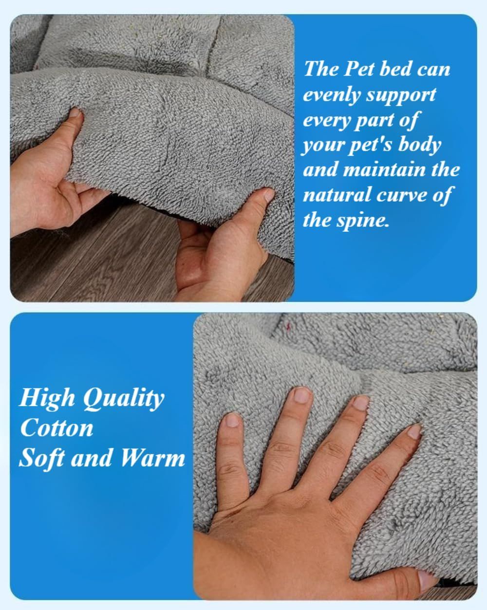 Pet Bed Mat Soft Fleece Pet Bed Dog And Cat Cushion Quilted Pet Bed - Gray - Size 40cm*55cm โ image 5