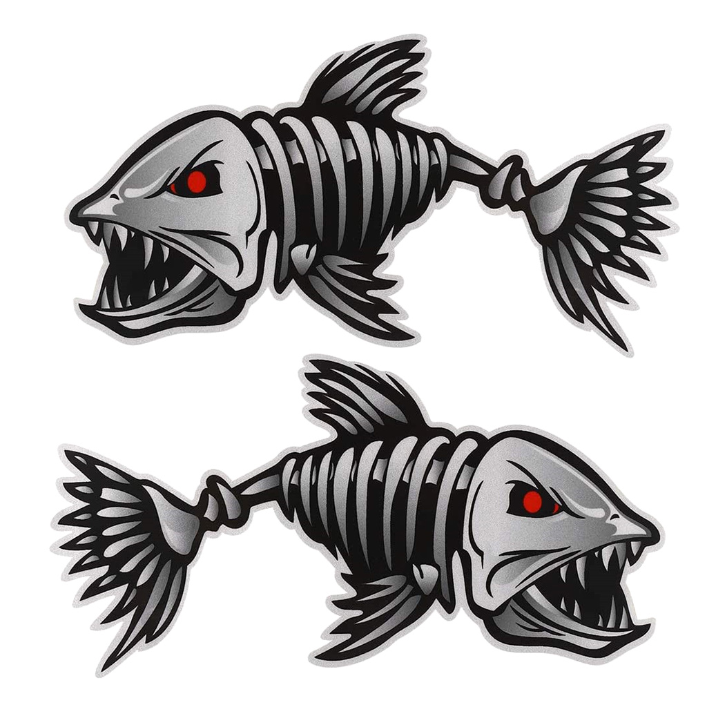Kayak Fishing Boat Decal Sticker Set of 2, 25 × 13cm Reflective Car Decal Accessories