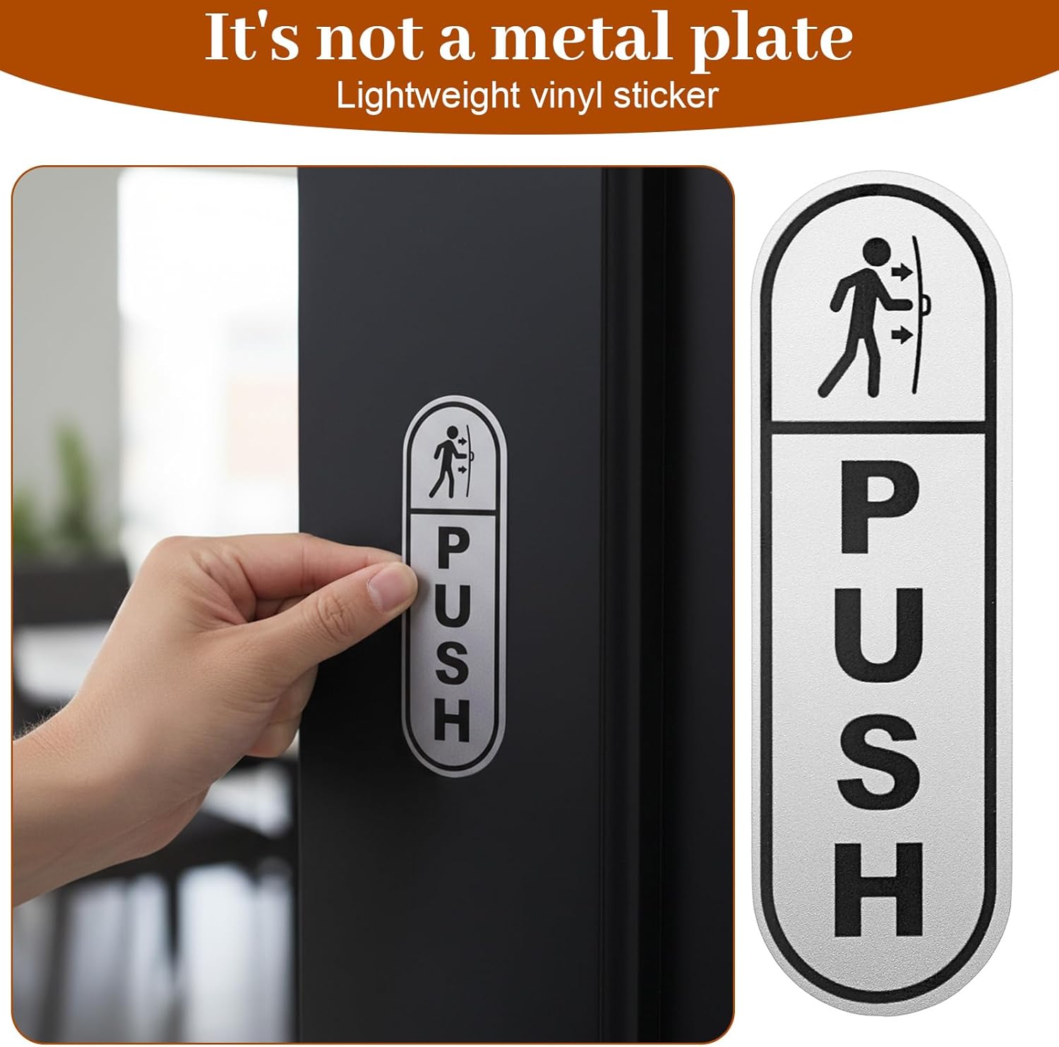 6PCS Push Pull Door Stickers - Shimmeroo Durable Waterproof Strong Adhesive Pull Push Door Sign Stickers for Home Office Business Doors Gloss Wipeable — image 2