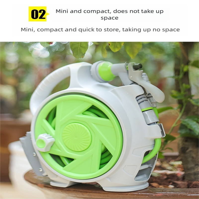 Blue Portable Hose Reel Cart with 14m Hose 7-Pattern Spray Gun Garden Watering System โ image 3