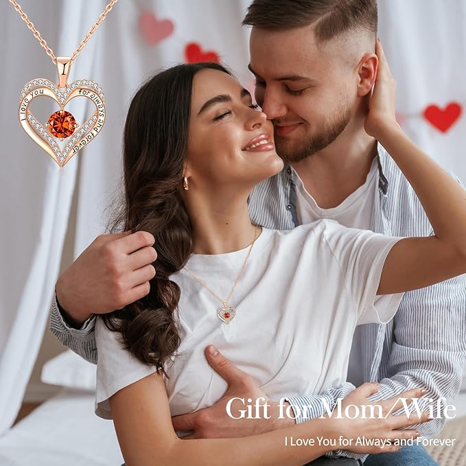 18K Rose Gold Necklaces for Women, 925 Sterling Silver Gifts for Mothers Day, Jewelry for Wife Mom Her Girlfriend, Birthstone Diamond Necklace for Birthday — image 2