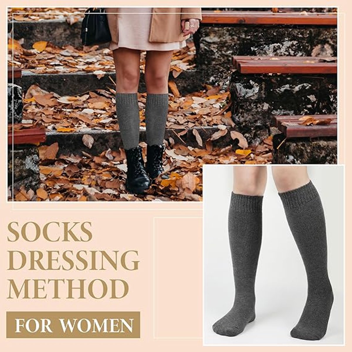 5 Pairs of Knee Socks - Winter Knee Socks Warm Long Boots - Women's Winter Knitted Overknee Socks - Soft Knitted Thermal Cotton Long Socks - Women's Warm Socks — image 4