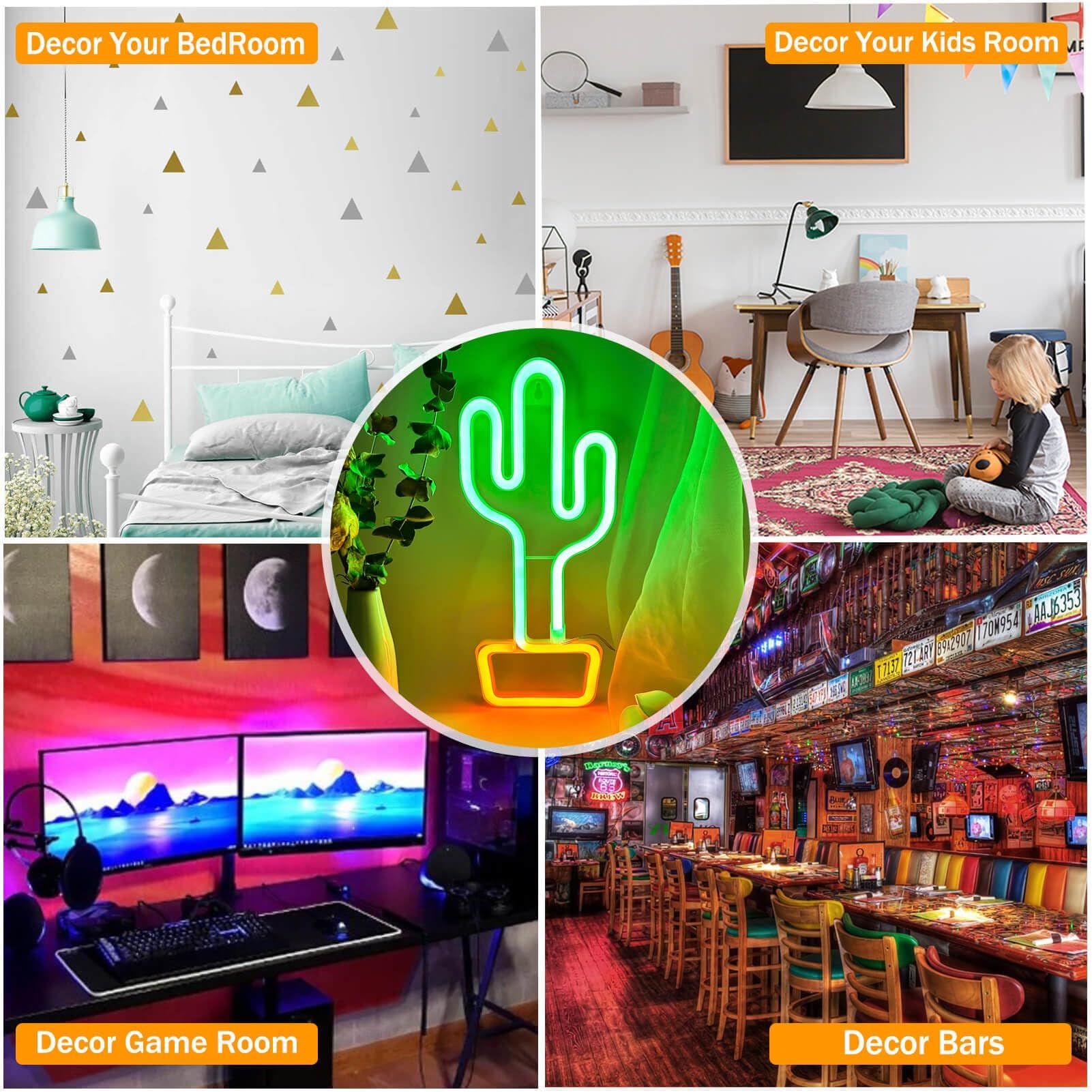 Neon Cactus Light Cactus Neon Sign, Cactus Wall Decor Lamp Cactus Neon Light Green Cactus LED Signs USB/Battery โ image 5