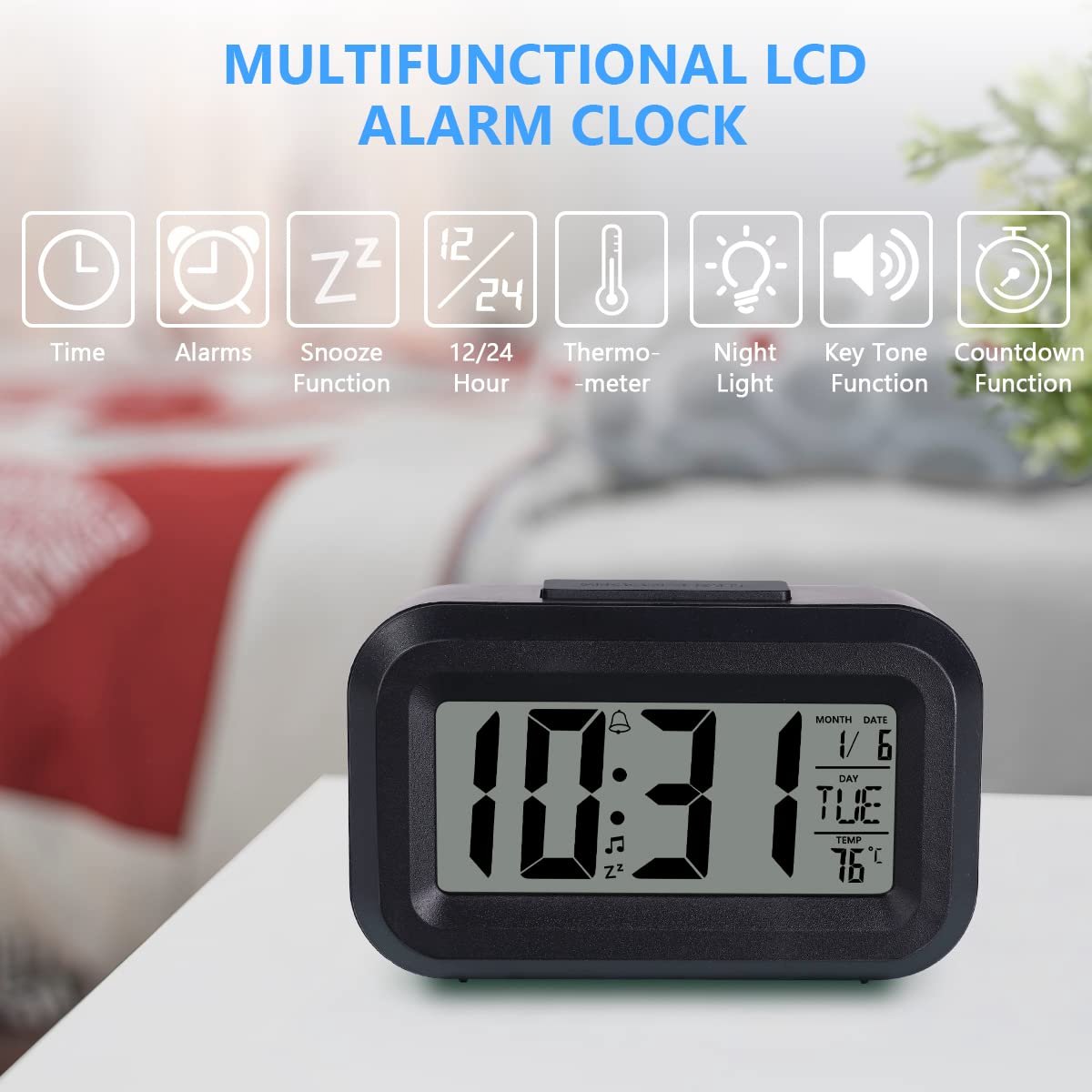 Wekker Digital Alarm Clock - Children's Clock - Wekker Children's Alarm Clock - Travel Alarm Clock - LED Display Clock - Adjustable 12/24 Hour Snooze Function — image 5