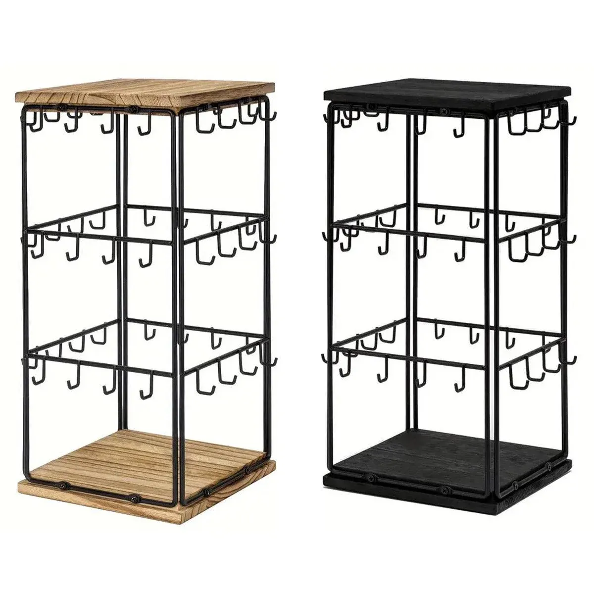 Iron Desktop Earrings Display Organizer Jewellery Stand Holder for Home Storage - Black β image 3