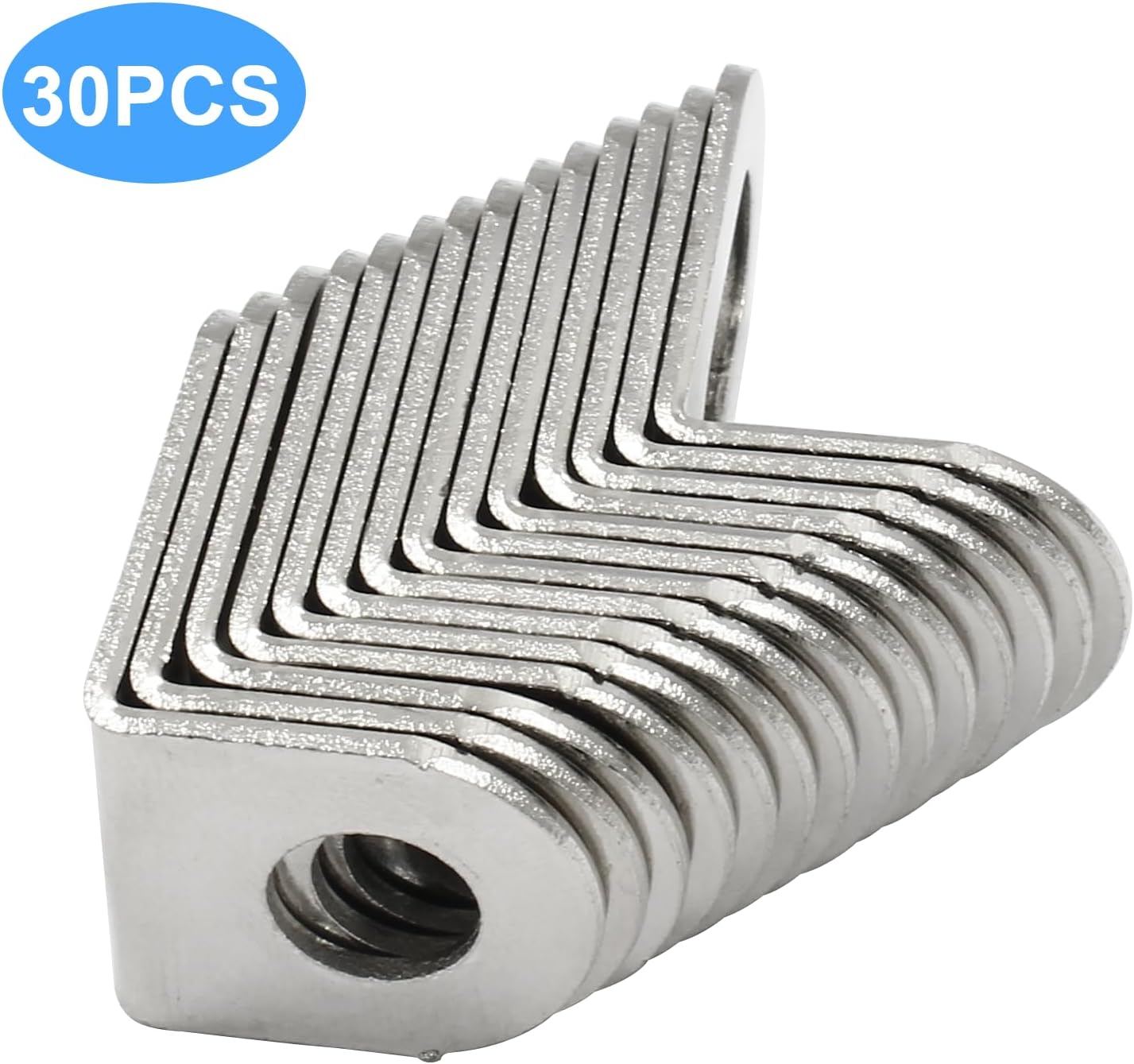 Biaungdo 30 Pcs 18x18x29mm/0.7"x0.7"x1.14" Adjustable Right Angle Brackets L-Shape Corner Brace Support Silver โ image 5