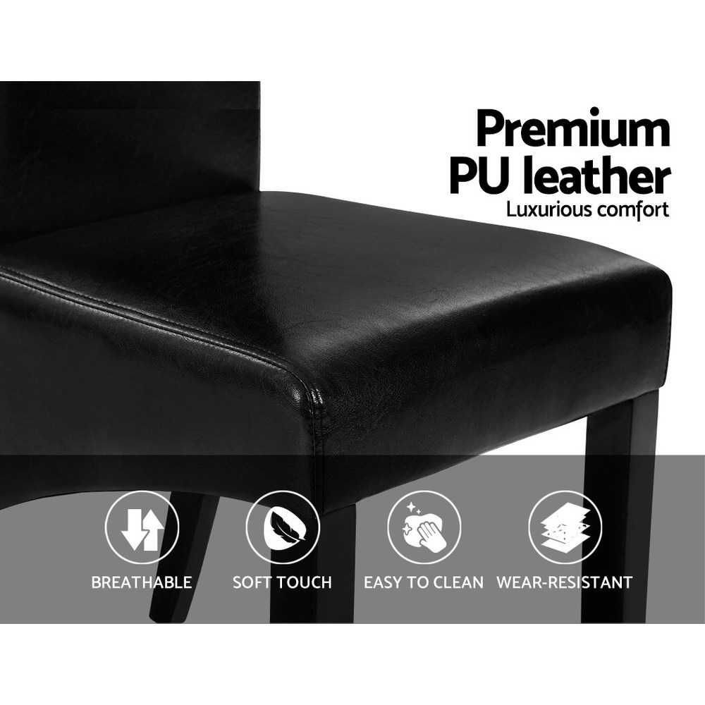 Artiss Dining Chairs Set of 2 Leather Parsons Chair Black — image 6