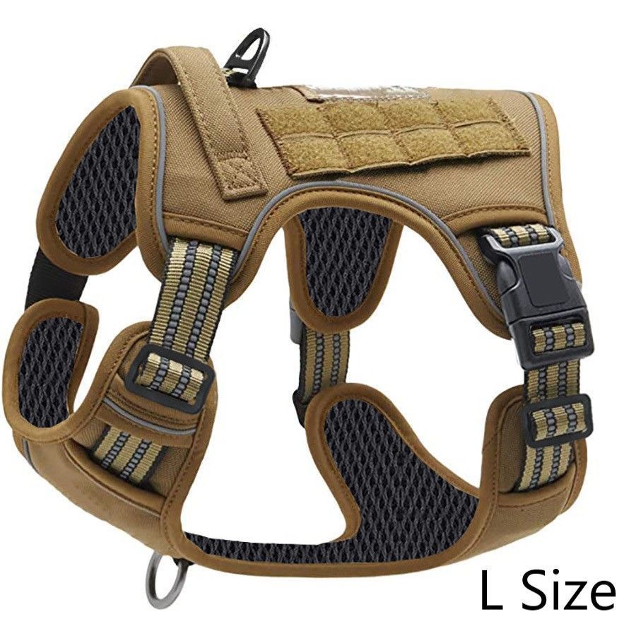 Safe Khaki Pet Dog Harness Reflective Mesh Vest With Handle Versatile Outdoor Dog Accessory for Christmas Gifting Khaki Size L