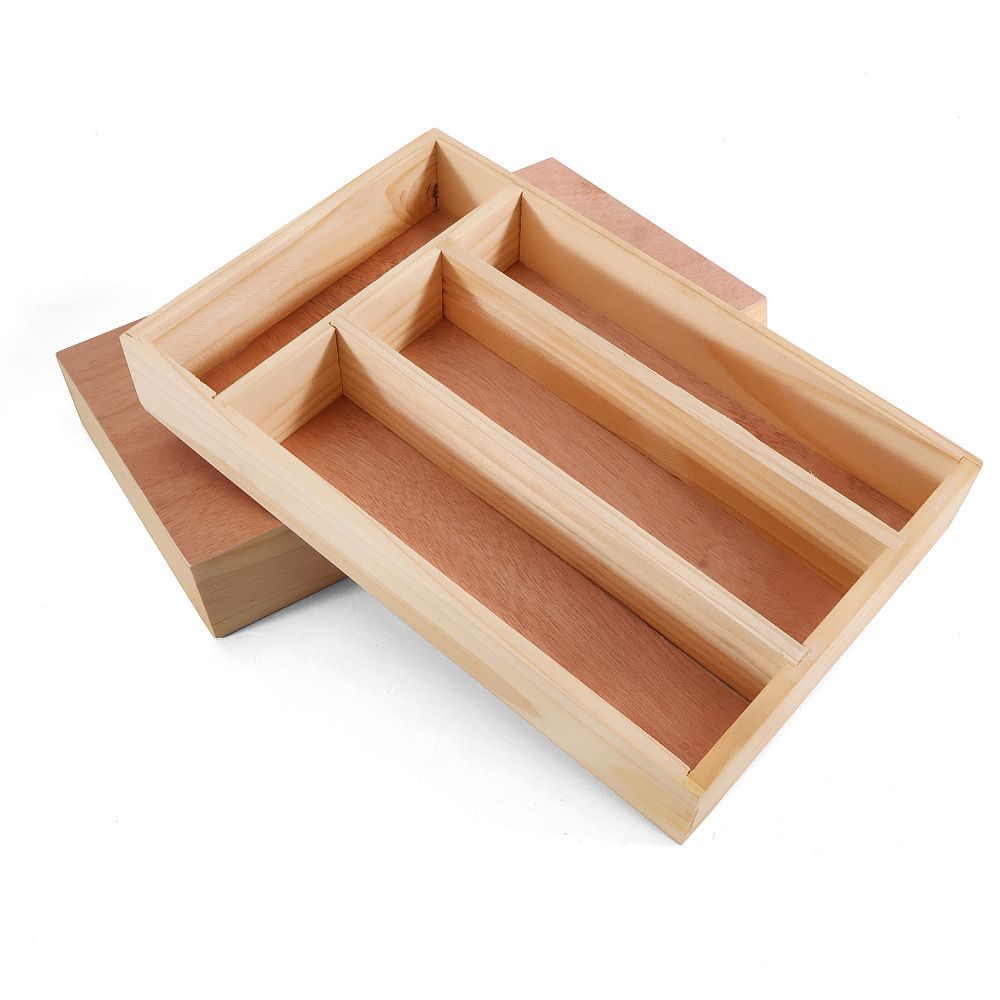 Drawer Organizer Premium Cutlery and Utensil Tray| Perfect For The Kitchen, Bathroom, Desk, etc.| Kitchen Drawer Divider with 4 Compartments — image 4