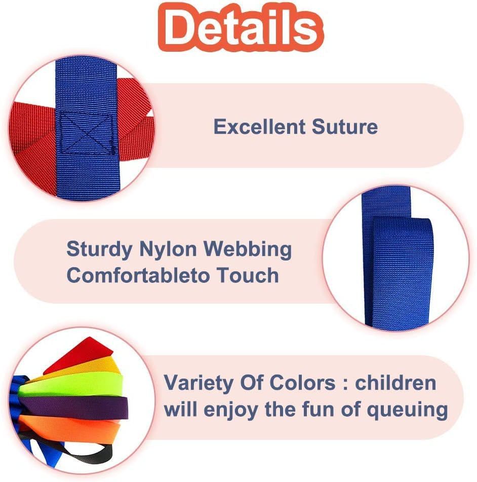 Walking Rope for Preschool Line Up Rope with Rings for Kids Toddlers to Walk Together Safety Daycare Leash Straps with Handles — image 3