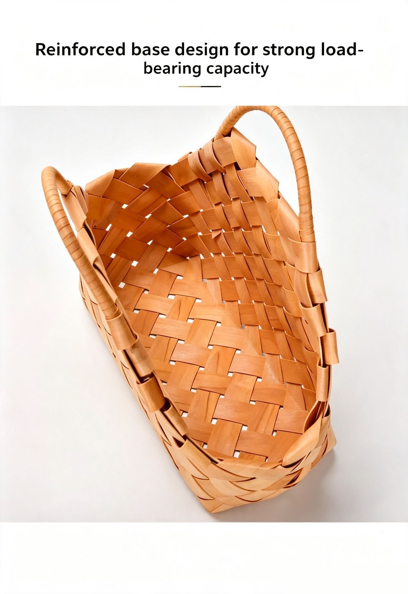 Handwoven Wooden Chip Handheld Decorative Basket, Dessert Storage Holder, Indoor Flower Ornament, Ideal for Christmas Halloween Scene Decoration, Small Size — image 5