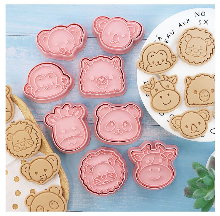 8 PCS Animal Cookie Cutters 3D Forest Animal Embossing Cutters for Baking DIY Baking Tools(Animal Head,8) — image 4