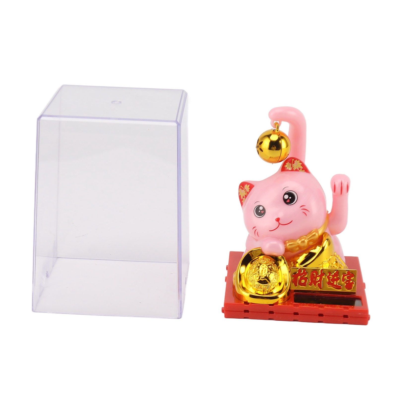 Arm Waving Fortune Cat Solar Powered Light Induction Lucky Cat Decoration for Desks Windows Car Dashboards Pink Small โ image 5