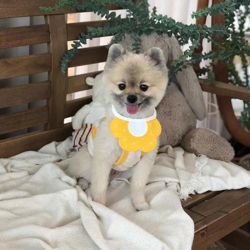 Pet Bandana Bib for Cats and Dogs Triangle Saliva Scarf for Decoration or Daily Use - Yellow Flower — image 5