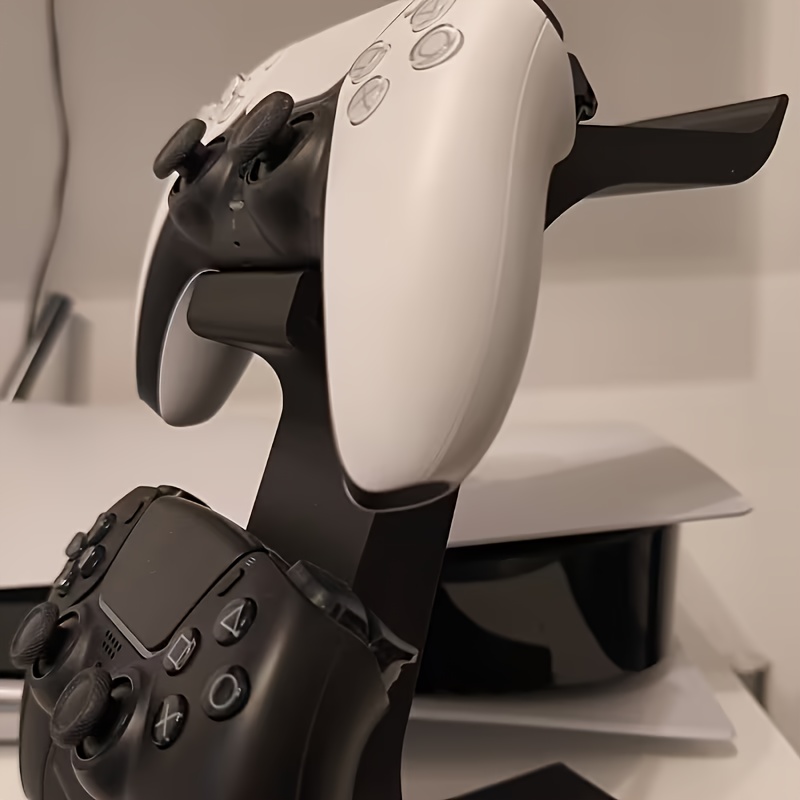 black 3-in-1 PS5 and Xbox Controller Stand – Compatible with PlayStation 5/Xbox Consoles. A gaming desktop organizer with a headphone hanger, non-charging base