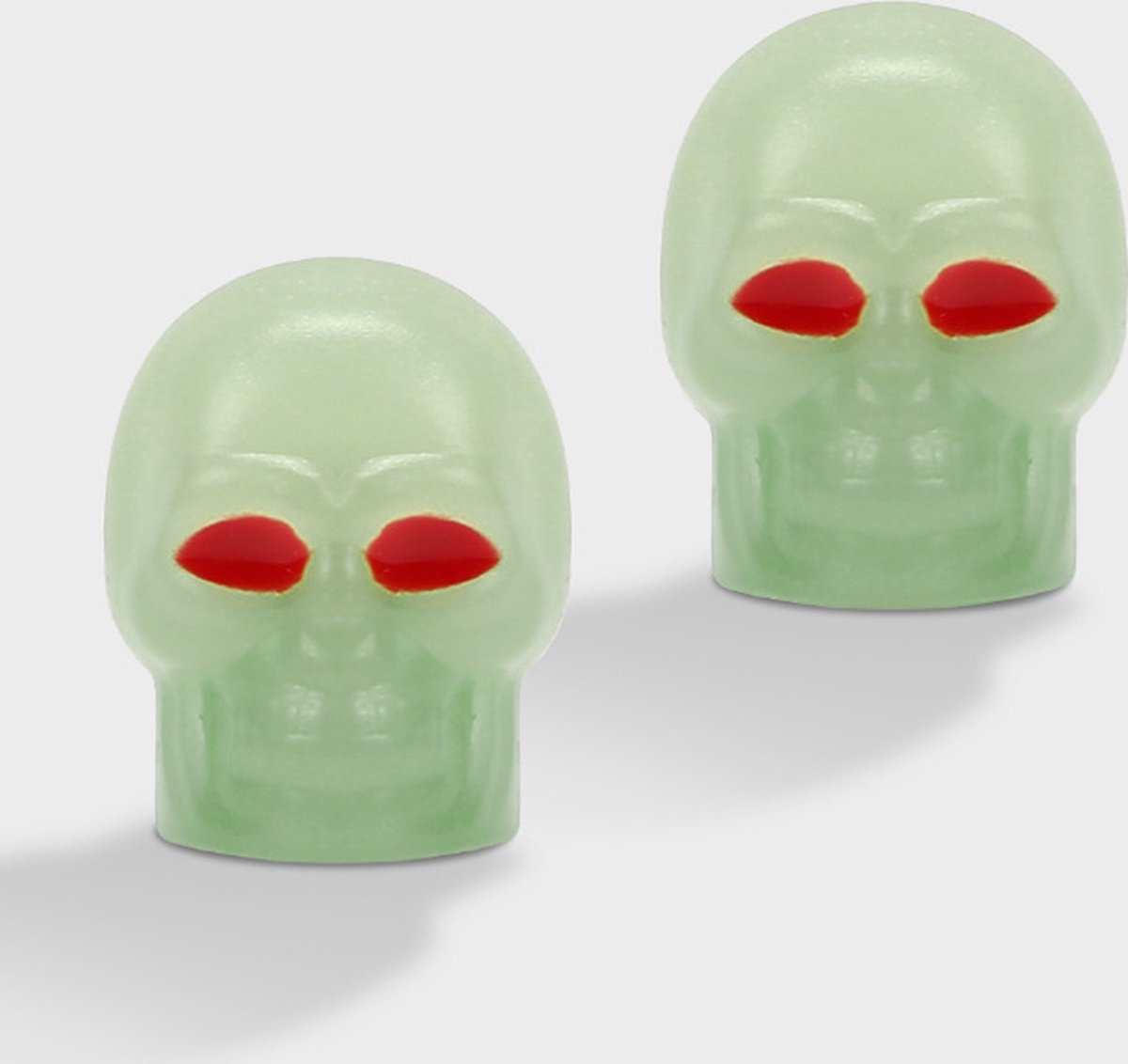 Glow In Dark Valve Caps | Car Valve Cap | Skull | Also For Motorcycle, Bicycle, Scooter | Set of 4 | Green — image 4