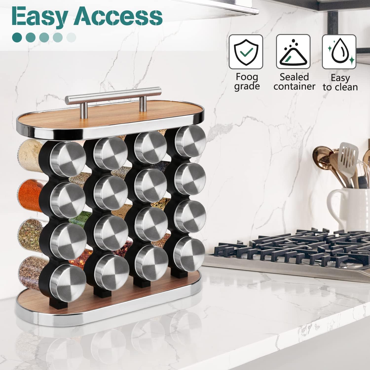 CARLA HOME 20-Jar Spice Rack Organizer Storage for Kitchen Countertop or Cabinet โ image 5