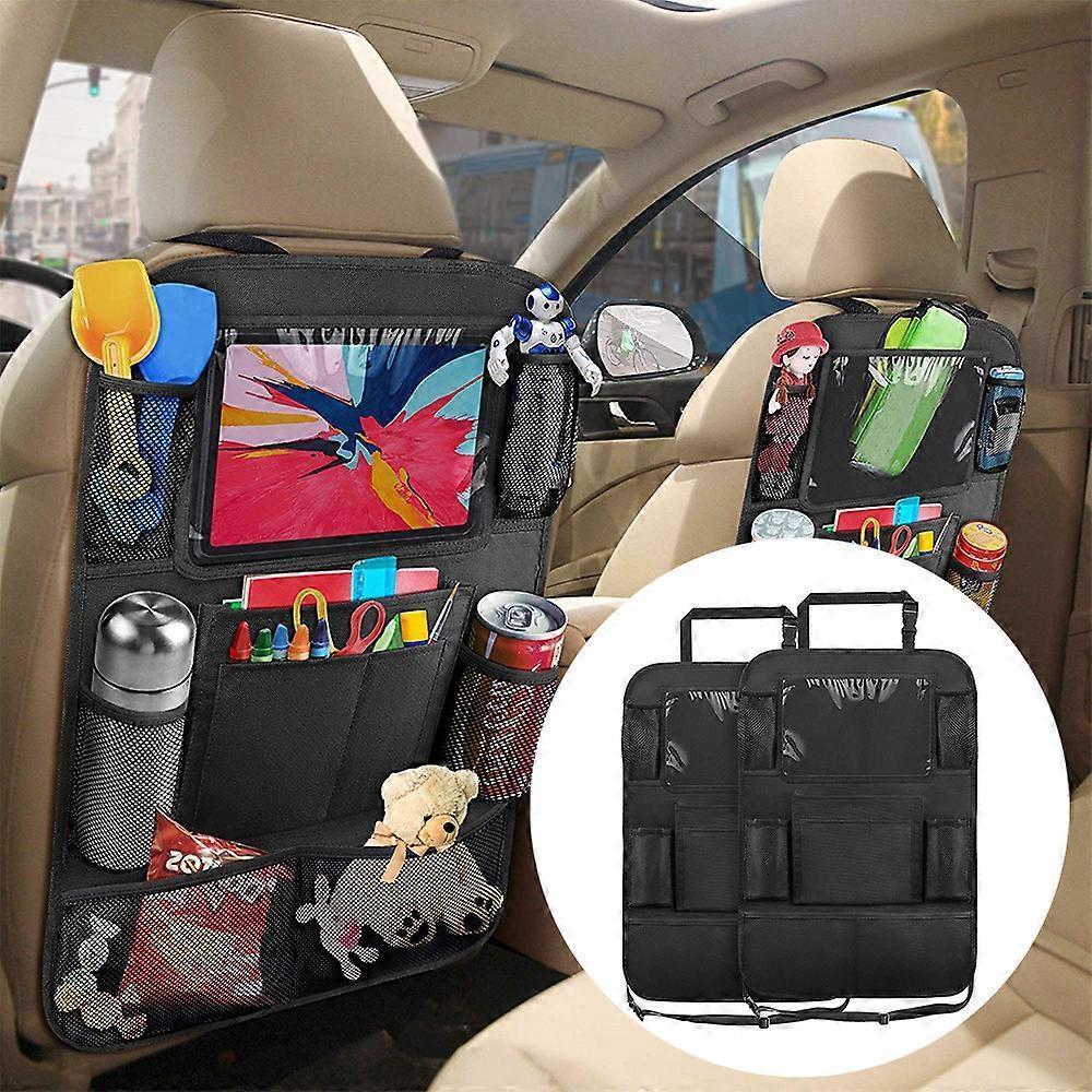 Car Back Organizer with Touch Screen Tablet Holder + 9 Storage Pockets Kick Mats Back Protectors Great Travel Accessories โ image 2