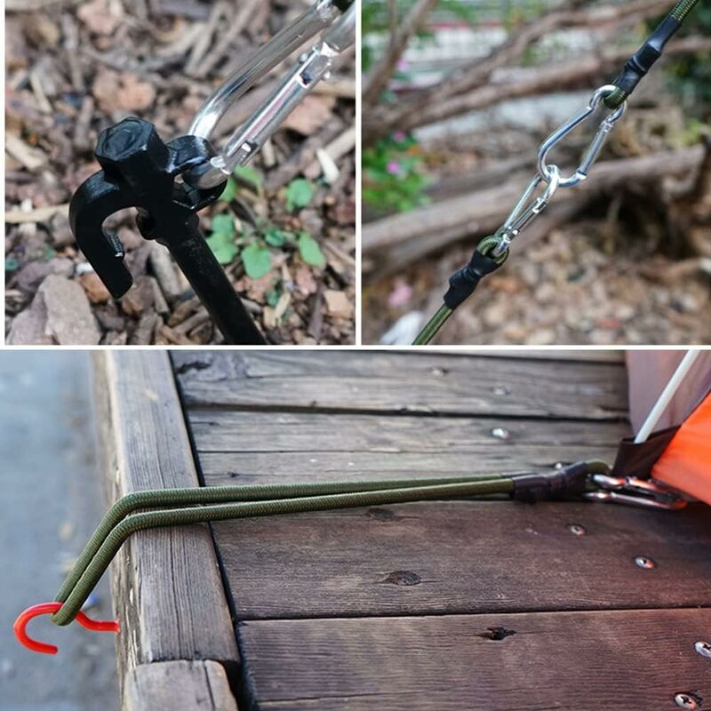 2 Pack 30Cm Heavy Duty Mini Bungee Cords With Carabiner For Camping, Luggage, Travel — image 3