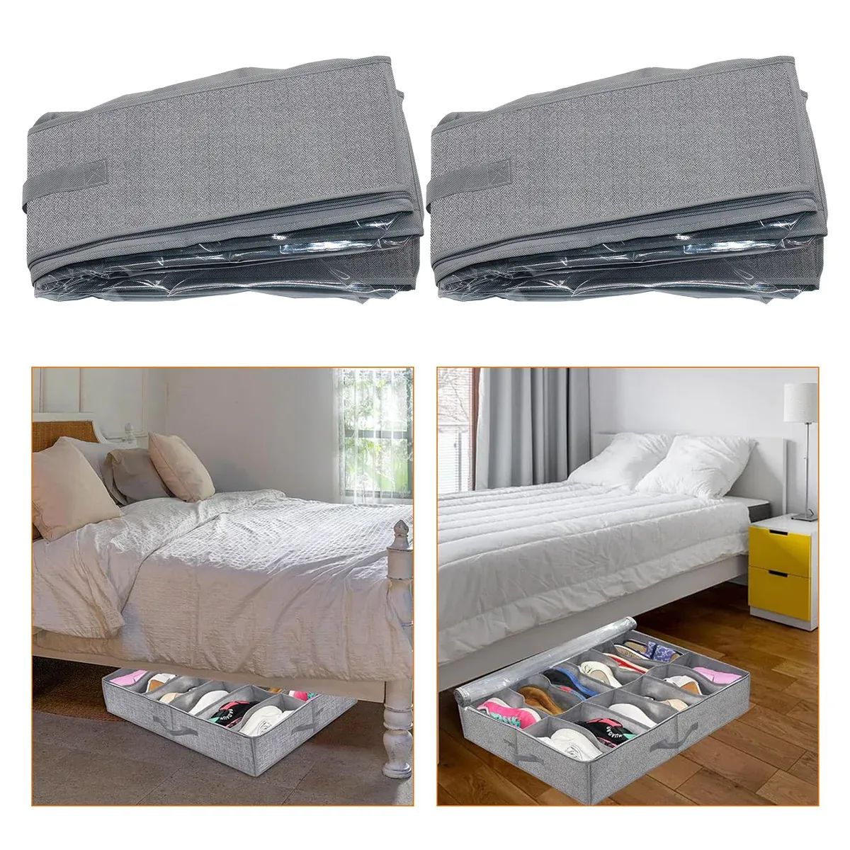 Foldable Shoe Storage Box with Lid Clear Under Bed Organizer Dustproof Visual — image 6