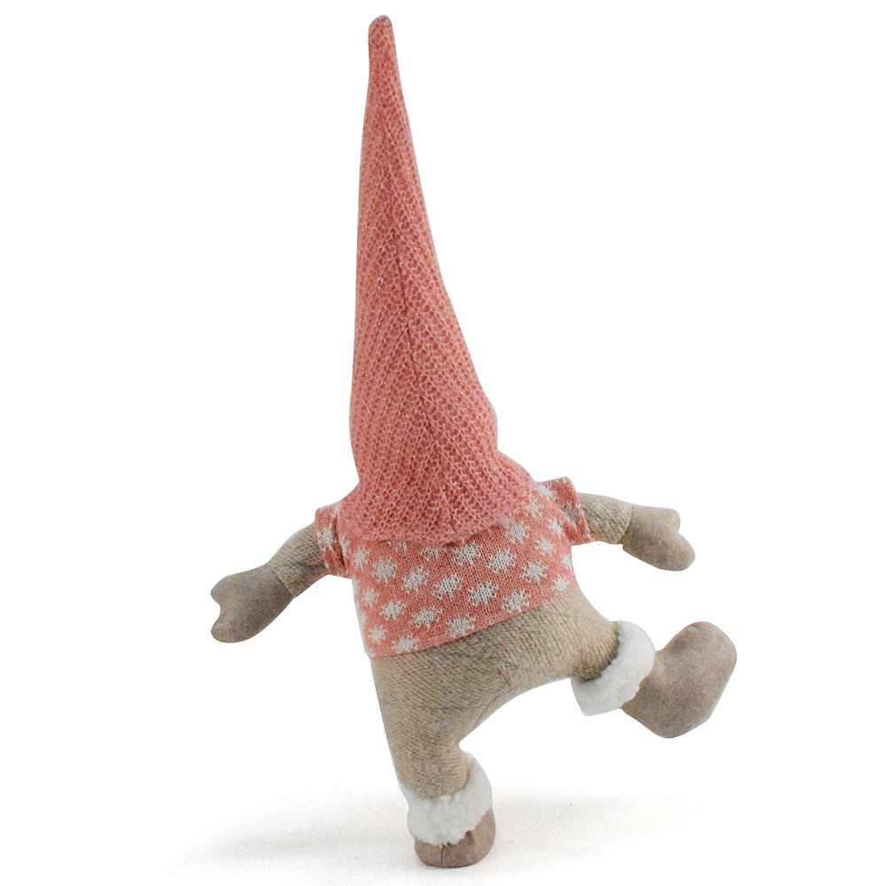 Pink Hat One-Legged Standing Christmas Gnome - Santa & Rudolph Plush Faceless Dwarf Figurine โ image 2