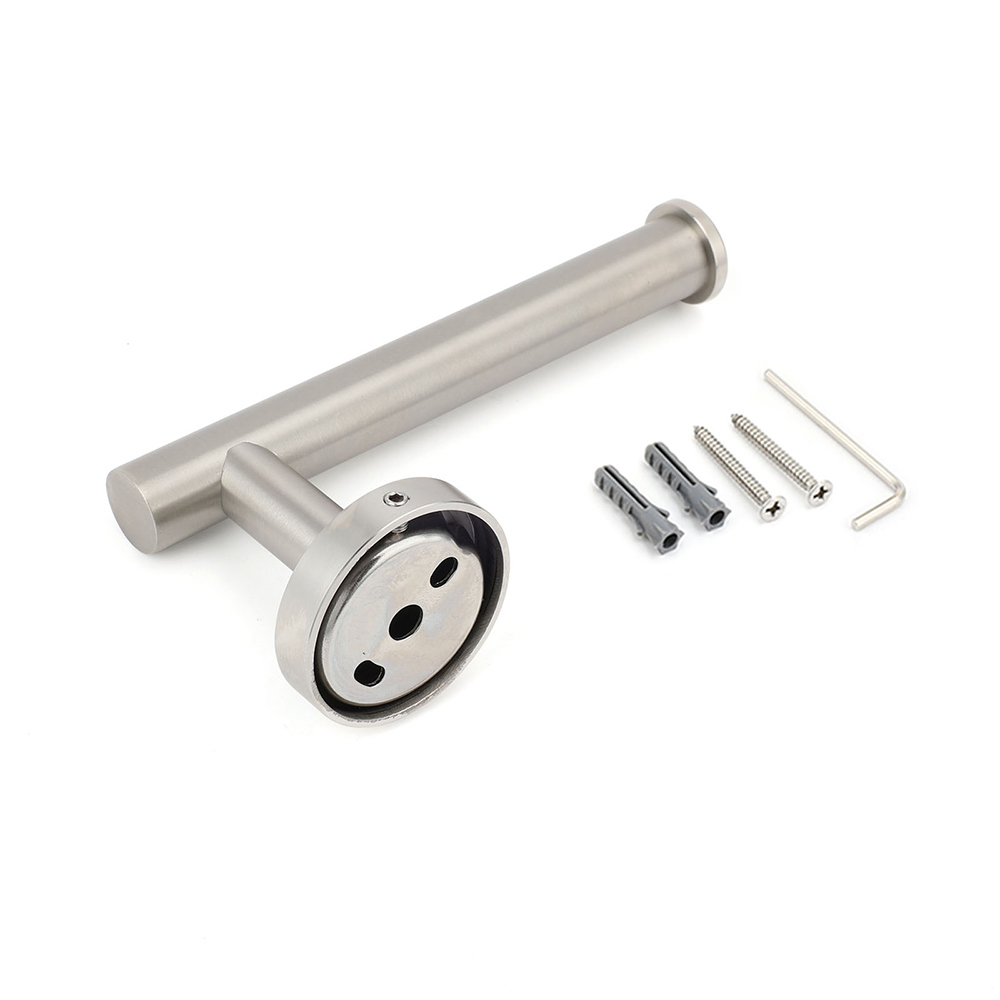 Brushed Nickel Stainless Steel Toilet Paper Roll Tissue Holder Rack Kit Bathroom — image 4