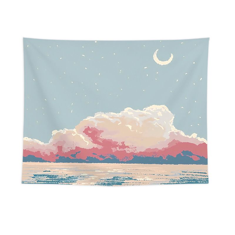 Moonlight by the Sea Design Wall Tapestry 200 × 150cm - Soft Plush Fabric Hanging for Bedroom, Living Room, Dorm Decor - Includes Mounting Kit for Easy