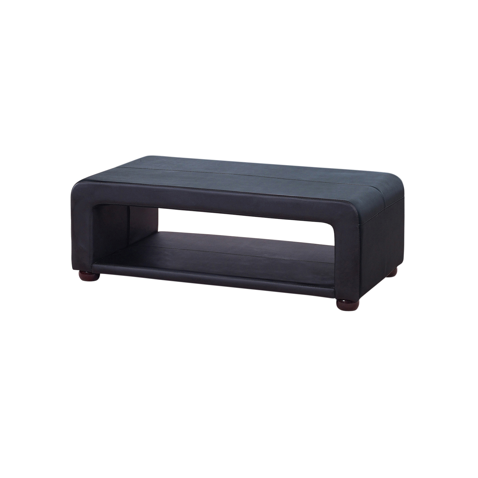 Coffee Table Upholstered PU Leather in Black Colour with open storage — image 3